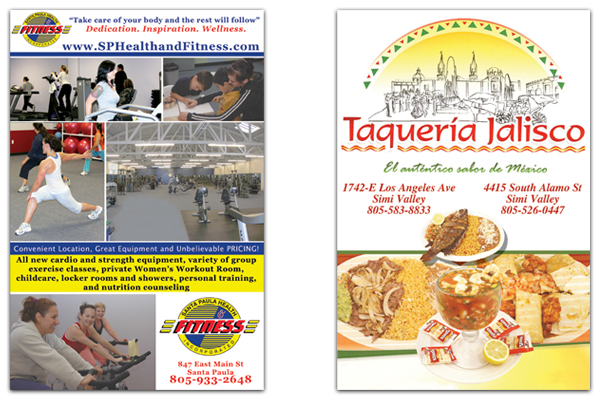 Santa Paula Health and Fitness Gym & Taqueria Jalisco Mexican Restaurant - Ad Designs