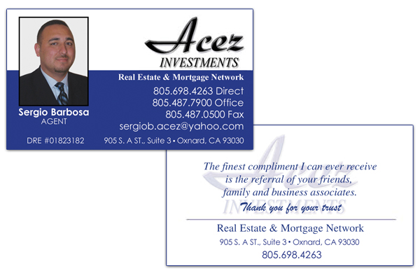 Acez Investments Business Card Design - Oxnard