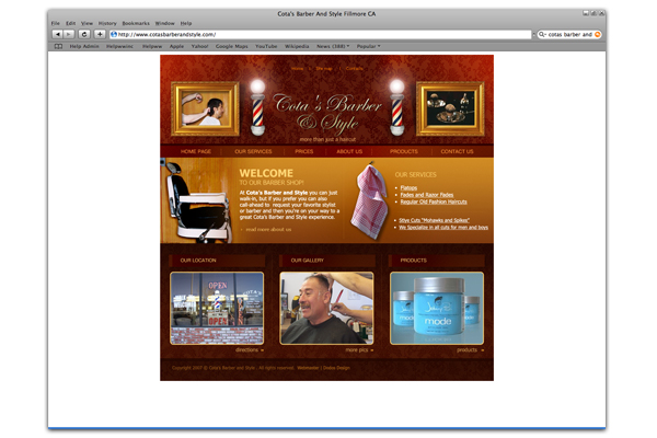 Cotas Barber and Style Fillmore Website Design